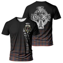 ScotsTee Shop Scottish Fraser Hunting Modern Clan Crest Tartan T Shirt Featuring Alba Gu Brath Scotland Forever and Ever Celtic Cross