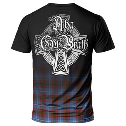 ScotsTee Shop Scottish Congilton Clan Crest Tartan T Shirt Featuring Alba Gu Brath Scotland Forever and Ever Celtic Cross