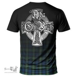 ScotsTee Shop Scottish Forbes Ancient Clan Crest Tartan T Shirt Featuring Alba Gu Brath Scotland Forever and Ever Celtic Cross