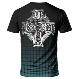 ScotsTee Shop Scottish Campbell of Cawdor Ancient Clan Crest Tartan T Shirt Featuring Alba Gu Brath Scotland Forever and Ever Celtic Cross