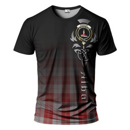 ScotsTee Shop Scottish Erskine Red Clan Crest Tartan T Shirt Featuring Alba Gu Brath Scotland Forever and Ever Celtic Cross