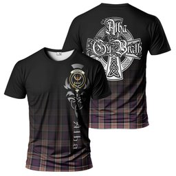 ScotsTee Shop Scottish Carnegie Clan Crest Tartan T Shirt Featuring Alba Gu Brath Scotland Forever and Ever Celtic Cross
