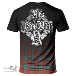 ScotsTee Shop Scottish Dunbar Ancient Clan Crest Tartan T Shirt Featuring Alba Gu Brath Scotland Forever and Ever Celtic Cross