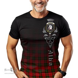ScotsTee Shop Scottish Dunbar Modern Clan Crest Tartan T Shirt Featuring Alba Gu Brath Scotland Forever and Ever Celtic Cross