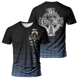 ScotsTee Shop Scottish Elliot Ancient Clan Crest Tartan T Shirt Featuring Alba Gu Brath Scotland Forever and Ever Celtic Cross