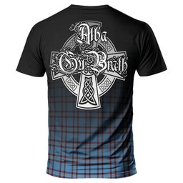 ScotsTee Shop Scottish Elliot Ancient Clan Crest Tartan T Shirt Featuring Alba Gu Brath Scotland Forever and Ever Celtic Cross