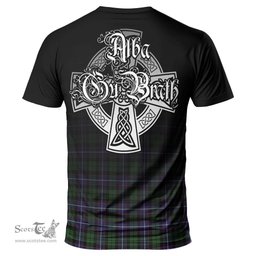 ScotsTee Shop Scottish Galbraith Modern Clan Crest Tartan T Shirt Featuring Alba Gu Brath Scotland Forever and Ever Celtic Cross
