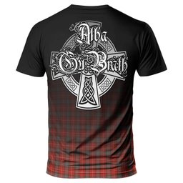 ScotsTee Shop Scottish Fraser Weathered Clan Crest Tartan T Shirt Featuring Alba Gu Brath Scotland Forever and Ever Celtic Cross