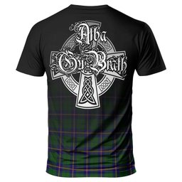 ScotsTee Shop Scottish Carmichael Modern Clan Crest Tartan T Shirt Featuring Alba Gu Brath Scotland Forever and Ever Celtic Cross