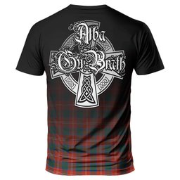 ScotsTee Shop Scottish Chisholm Ancient Clan Crest Tartan T Shirt Featuring Alba Gu Brath Scotland Forever and Ever Celtic Cross