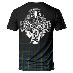 ScotsTee Shop Scottish Forbes Clan Crest Tartan T Shirt Featuring Alba Gu Brath Scotland Forever and Ever Celtic Cross