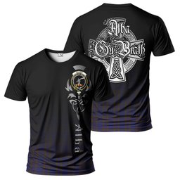 ScotsTee Shop Scottish Elliot Clan Crest Tartan T Shirt Featuring Alba Gu Brath Scotland Forever and Ever Celtic Cross