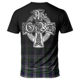 ScotsTee Shop Scottish Colquhoun Dress Clan Crest Tartan T Shirt Featuring Alba Gu Brath Scotland Forever and Ever Celtic Cross