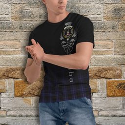 ScotsTee Shop Scottish Dunlop Clan Crest Tartan T Shirt Featuring Alba Gu Brath Scotland Forever and Ever Celtic Cross