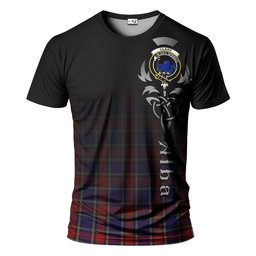 ScotsTee Shop Scottish Clark (Lion) Red Clan Crest Tartan T Shirt Featuring Alba Gu Brath Scotland Forever and Ever Celtic Cross