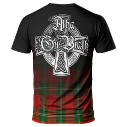 ScotsTee Shop Scottish Gartshore Clan Crest Tartan T Shirt Featuring Alba Gu Brath Scotland Forever and Ever Celtic Cross