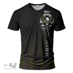 ScotsTee Shop Scottish Cunningham Hunting Modern Clan Crest Tartan T Shirt Featuring Alba Gu Brath Scotland Forever and Ever Celtic Cross
