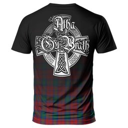 ScotsTee Shop Scottish Fotheringham Modern Clan Crest Tartan T Shirt Featuring Alba Gu Brath Scotland Forever and Ever Celtic Cross