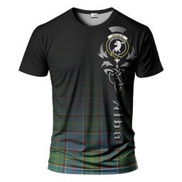 ScotsTee Shop Scottish Colville Clan Crest Tartan T Shirt Featuring Alba Gu Brath Scotland Forever and Ever Celtic Cross