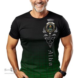 ScotsTee Shop Scottish Don Clan Crest Tartan T Shirt Featuring Alba Gu Brath Scotland Forever and Ever Celtic Cross