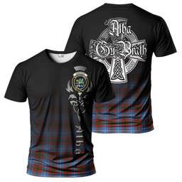 ScotsTee Shop Scottish Crichton Clan Crest Tartan T Shirt Featuring Alba Gu Brath Scotland Forever and Ever Celtic Cross