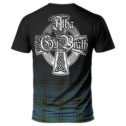 ScotsTee Shop Scottish Davidson Ancient Clan Crest Tartan T Shirt Featuring Alba Gu Brath Scotland Forever and Ever Celtic Cross
