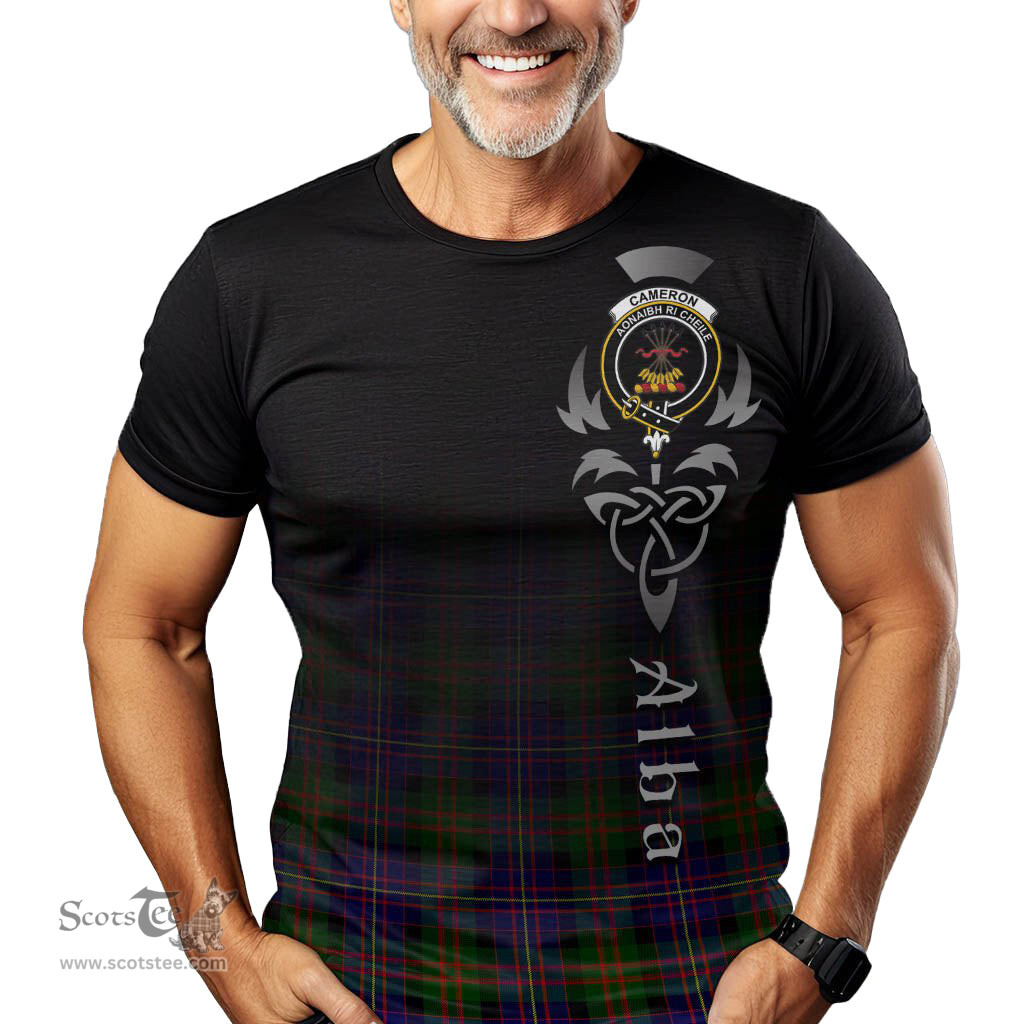 ScotsTee Shop Scottish Cameron of Erracht Modern Clan Crest Tartan T Shirt Featuring Alba Gu Brath Scotland Forever and Ever Celtic Cross