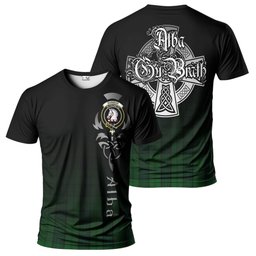 ScotsTee Shop Scottish Dunbar Hunting Clan Crest Tartan T Shirt Featuring Alba Gu Brath Scotland Forever and Ever Celtic Cross