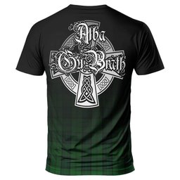 ScotsTee Shop Scottish Dunbar Hunting Clan Crest Tartan T Shirt Featuring Alba Gu Brath Scotland Forever and Ever Celtic Cross