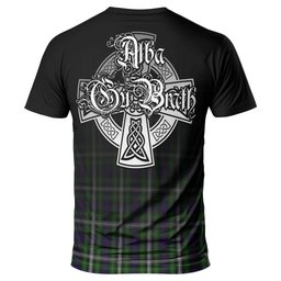 ScotsTee Shop Scottish Farquharson Dress Clan Crest Tartan T Shirt Featuring Alba Gu Brath Scotland Forever and Ever Celtic Cross