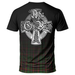 ScotsTee Shop Scottish Cumming Hunting Clan Crest Tartan T Shirt Featuring Alba Gu Brath Scotland Forever and Ever Celtic Cross