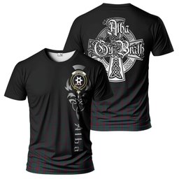 ScotsTee Shop Scottish Jardine Dress Clan Crest Tartan T Shirt Featuring Alba Gu Brath Scotland Forever and Ever Celtic Cross