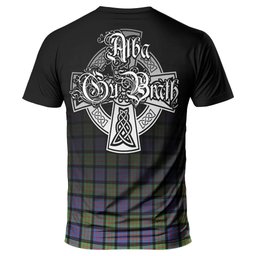 ScotsTee Shop Scottish MacDonald Ancient Clan Crest Tartan T Shirt Featuring Alba Gu Brath Scotland Forever and Ever Celtic Cross
