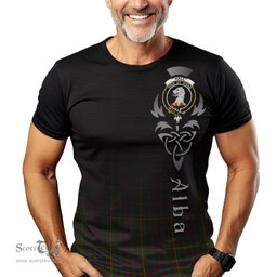ScotsTee Shop Scottish Hall Clan Crest Tartan T Shirt Featuring Alba Gu Brath Scotland Forever and Ever Celtic Cross