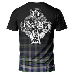 ScotsTee Shop Scottish Gordon Dress Modern Clan Crest Tartan T Shirt Featuring Alba Gu Brath Scotland Forever and Ever Celtic Cross