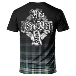 ScotsTee Shop Scottish Gordon Dress Ancient Clan Crest Tartan T Shirt Featuring Alba Gu Brath Scotland Forever and Ever Celtic Cross