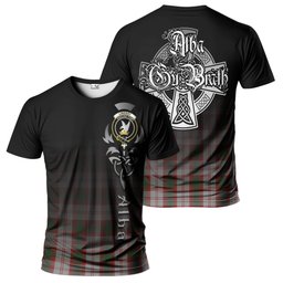 ScotsTee Shop Scottish Lindsay Dress Red Clan Crest Tartan T Shirt Featuring Alba Gu Brath Scotland Forever and Ever Celtic Cross