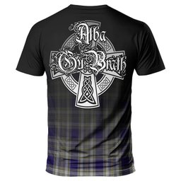 ScotsTee Shop Scottish Livingston Dress Clan Crest Tartan T Shirt Featuring Alba Gu Brath Scotland Forever and Ever Celtic Cross