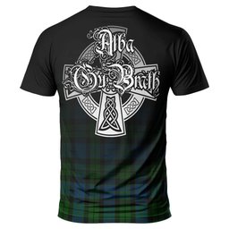 ScotsTee Shop Scottish MacKie Clan Crest Tartan T Shirt Featuring Alba Gu Brath Scotland Forever and Ever Celtic Cross
