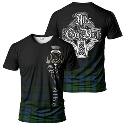 ScotsTee Shop Scottish MacKie Clan Crest Tartan T Shirt Featuring Alba Gu Brath Scotland Forever and Ever Celtic Cross