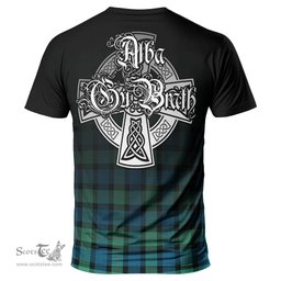 ScotsTee Shop Scottish Gunn Ancient Clan Crest Tartan T Shirt Featuring Alba Gu Brath Scotland Forever and Ever Celtic Cross