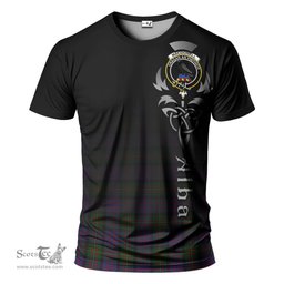 ScotsTee Shop Scottish MacDonell of Glengarry Clan Crest Tartan T Shirt Featuring Alba Gu Brath Scotland Forever and Ever Celtic Cross