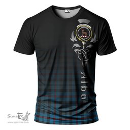 ScotsTee Shop Scottish MacCorquodale Clan Crest Tartan T Shirt Featuring Alba Gu Brath Scotland Forever and Ever Celtic Cross