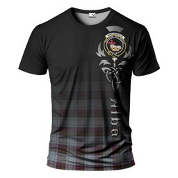 ScotsTee Shop Scottish MacDonald Dress Ancient Clan Crest Tartan T Shirt Featuring Alba Gu Brath Scotland Forever and Ever Celtic Cross