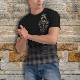 ScotsTee Shop Scottish MacDonald Dress Ancient Clan Crest Tartan T Shirt Featuring Alba Gu Brath Scotland Forever and Ever Celtic Cross