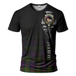 ScotsTee Shop Scottish MacDonald Clan Crest Tartan T Shirt Featuring Alba Gu Brath Scotland Forever and Ever Celtic Cross