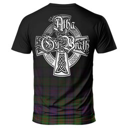 ScotsTee Shop Scottish MacDonald Clan Crest Tartan T Shirt Featuring Alba Gu Brath Scotland Forever and Ever Celtic Cross