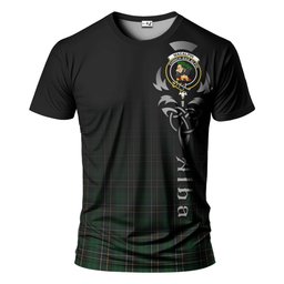 ScotsTee Shop Scottish MacAlpin Clan Crest Tartan T Shirt Featuring Alba Gu Brath Scotland Forever and Ever Celtic Cross
