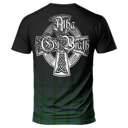 ScotsTee Shop Scottish MacKendrick Clan Crest Tartan T Shirt Featuring Alba Gu Brath Scotland Forever and Ever Celtic Cross