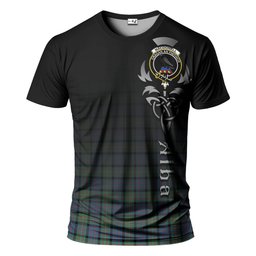 ScotsTee Shop Scottish MacDonell of Glengarry Ancient Clan Crest Tartan T Shirt Featuring Alba Gu Brath Scotland Forever and Ever Celtic Cross